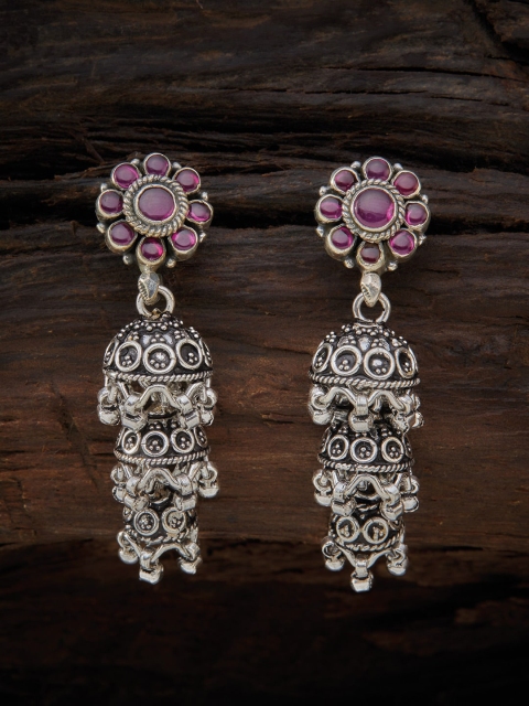 

Kushal's Fashion Jewellery Red & Gold-Plated Dome Shaped Jhumkas Earrings