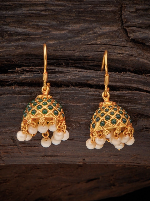 

Kushal's Women Fashion Jewellery Green Dome Shaped Jhumkas Earrings