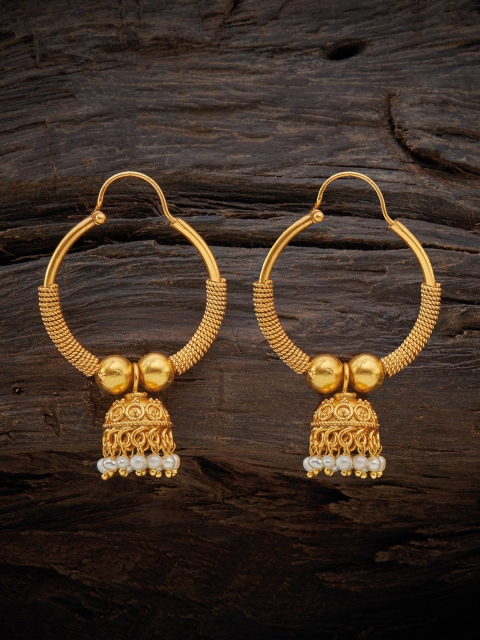 

Kushal's Fashion Jewellery Gold-Plated Circular Jhumkas Earrings