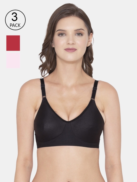 

Souminie Black & Red Set Of 3 Non Padded Seamless Everyday Bra