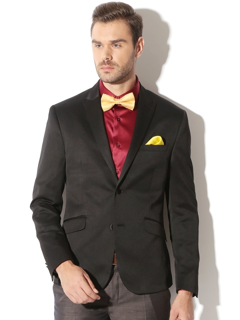 

V Dot by Van Heusen Black Single-Breasted Slim Fit Blazer