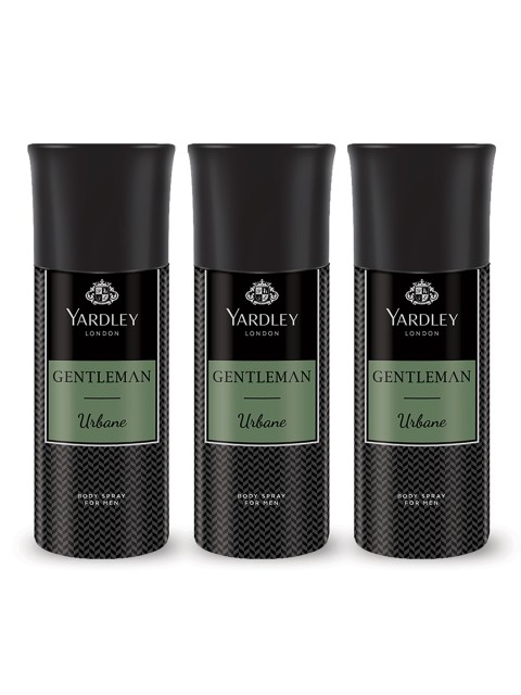 

YARDLEY LONDON Men Set of 3 Gentleman Urbane Body Sprays - 220 ml Each, Black