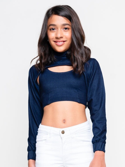 

FREAKINS Blue Indigo Denim Crop Top