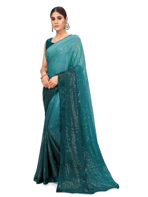 

SUTRAM Blue Ombre Zari Saree