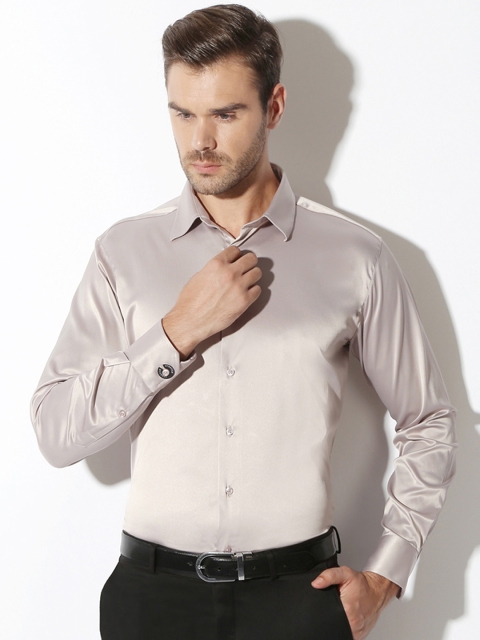 

V Dot by Van Heusen Men Grey Regular Fit Solid Party Shirt