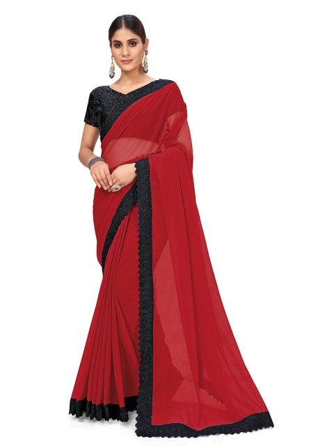 

SUTRAM Red & Black Ombre Saree