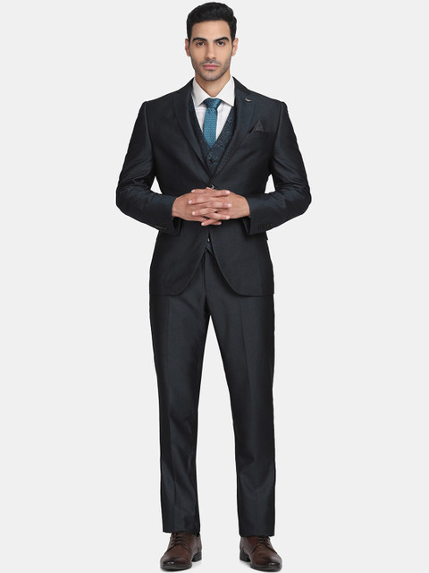 

Blackberrys Men Olive 3 Piece Dobby Suits