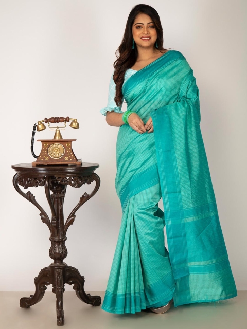

Unnati Silks Green Ethnic Motifs Silk Cotton Mysore Silk Saree
