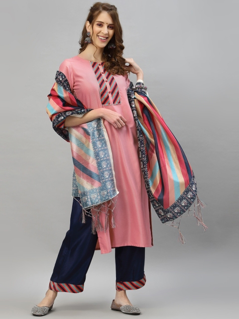 

KALINI Women Pink Layered Kurta with Trousers & With Dupatta
