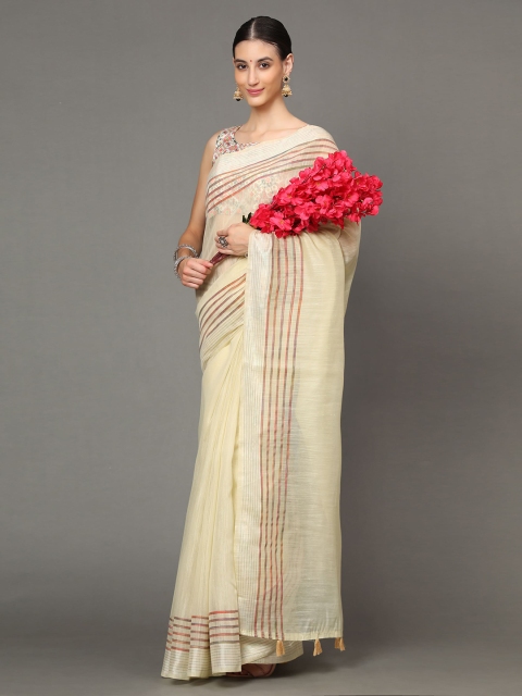 

Havida Sarees Yellow & Red Striped Zari Pure Cotton Arani Saree