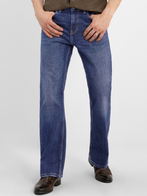 

Snitch Men Blue Bootcut Low Distress Heavy Fade Stretchable Jeans