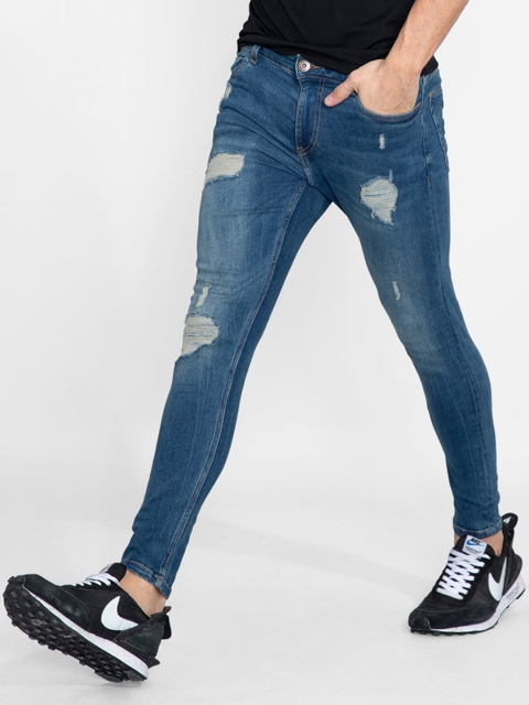 

Snitch Men Blue Skinny Fit Mildly Distressed Light Fade Stretchable Jeans