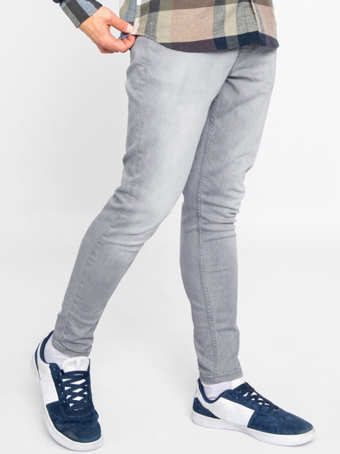 

Snitch Men Grey Skinny Fit Low Distress Heavy Fade Stretchable Jeans