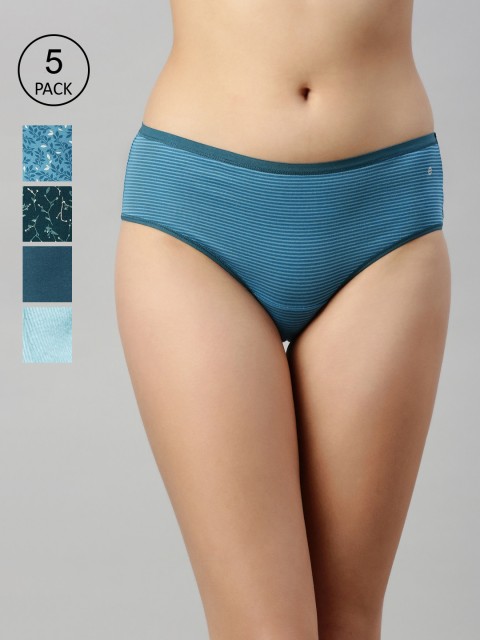 

Enamor Women Pack of 5 Printed Hipster Briefs, Blue