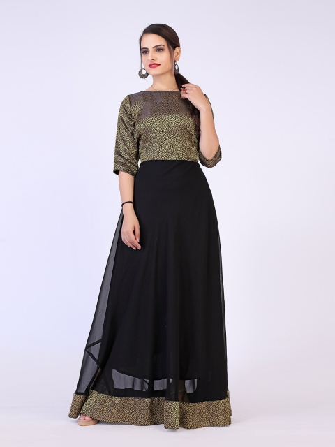 

PRENEA Black Embellished Georgette Maxi Dress