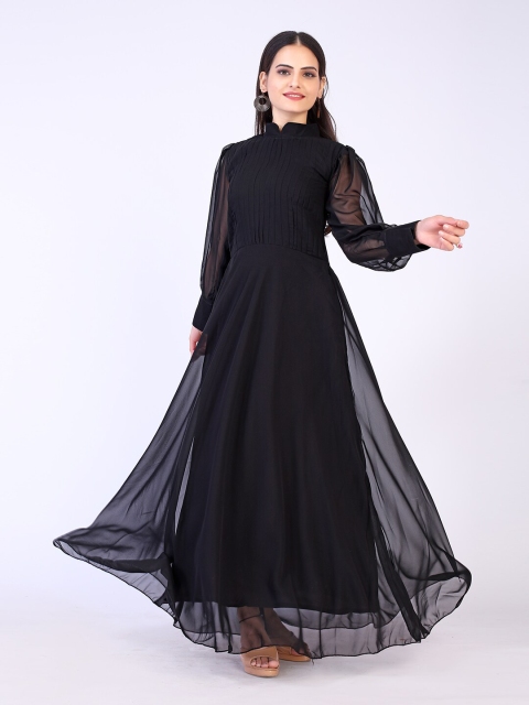 

PRENEA Black Georgette Maxi Party Wear Gown
