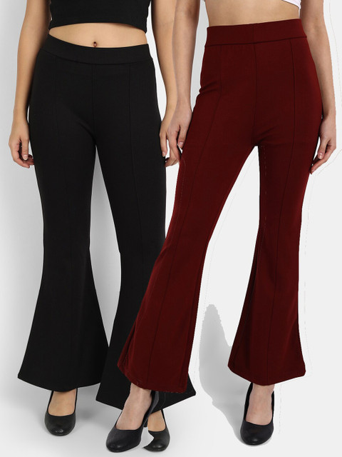 

BROADSTAR Women Pack Of 2 Solid Skinny-Fit Jeggings, Black