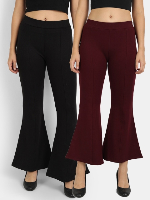 

BROADSTAR Women Pack Of 2 Boot Cut High Rise Skinny Fit Jeggings, Black