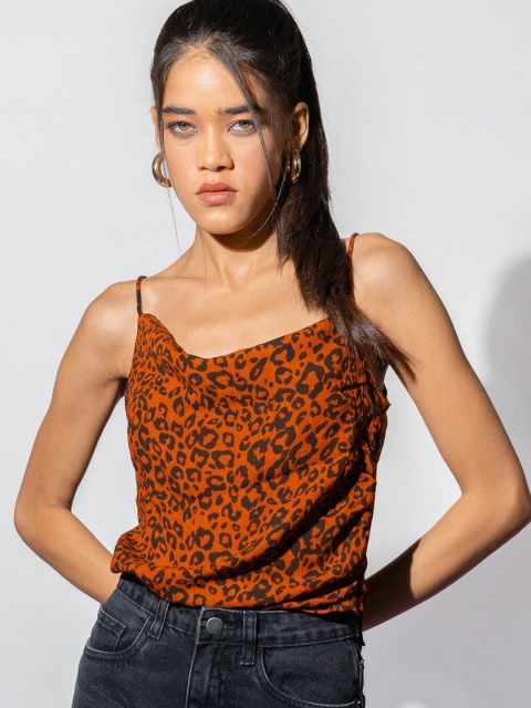 

FREAKINS Chic Brown Animal Printed Top