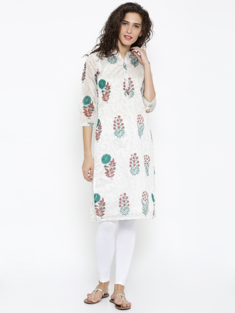 

Soch Women Off-White Floral Print Straight Kurta