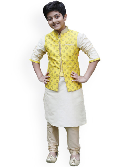 

Manyavar Boys Yellow Kurta with Pyjamas