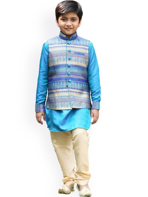 

Manyavar Boys Maroon Printed Layered Kurta with Pyjamas