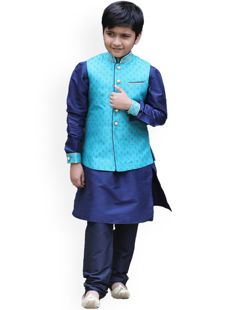 

Manyavar Boys Blue Kurta with Churidar