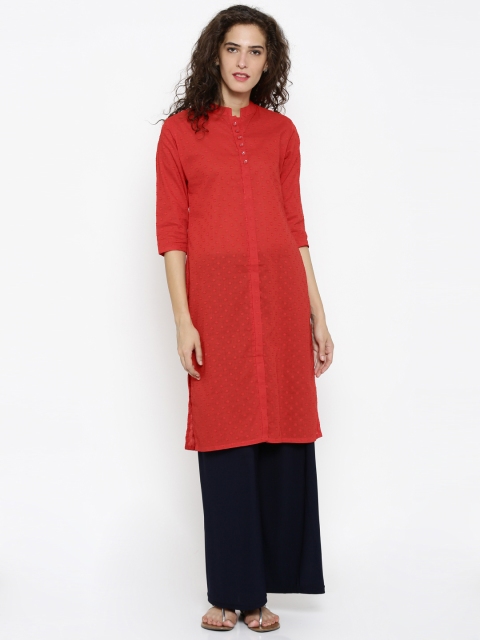 

Soch Women Red Woven Design Straight Kurta