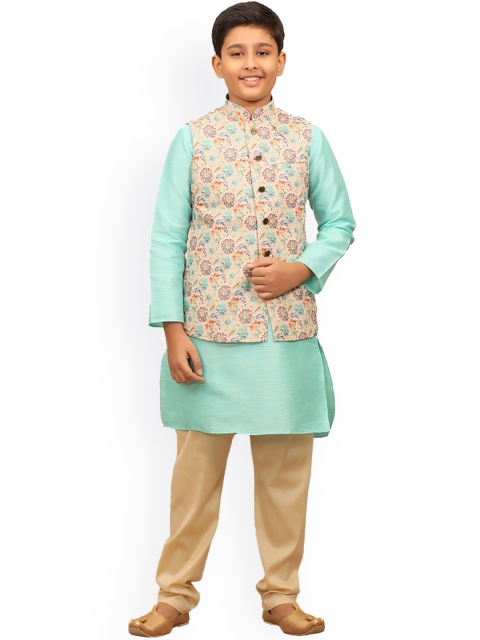 

Manyavar Boys Beige Kurta with Churidar