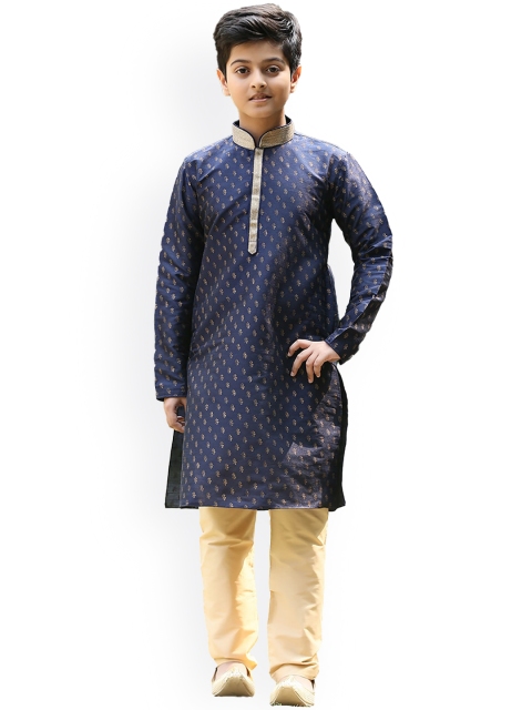 

Manyavar Boys Blue Embroidered Kurta with Pyjamas