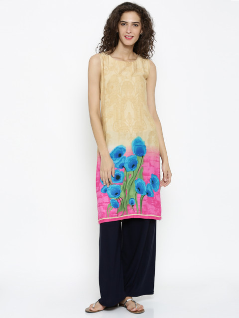 

Soch Women Beige Floral Printed Kurta