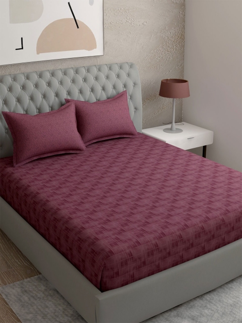 

EverHOME Purple Geometric 210 TC Super King Bedsheet with 2 Pillow Covers