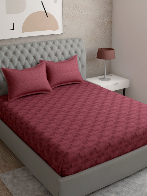 

EverHOME Maroon 210 TC Super King Bedsheet with 2 Pillow Covers