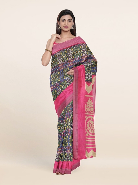 

Pothys Blue & Pink Floral Printed Saree