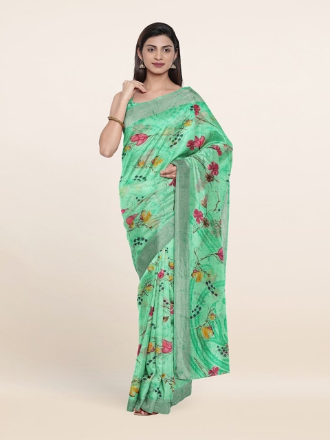 

Pothys Green & Pink Floral Printed Saree