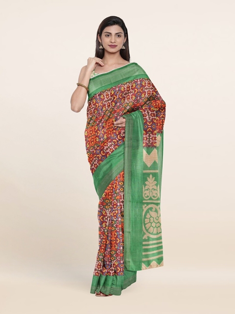 

Pothys Maroon & Green Printed Zari Saree