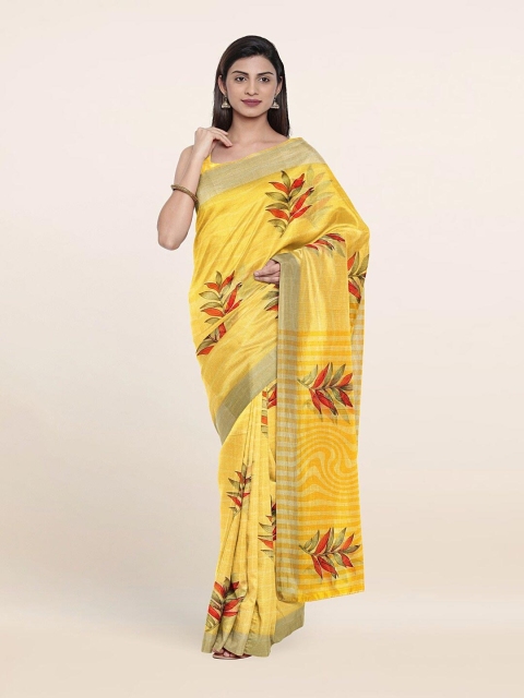 

Pothys Yellow & Red Printed Cotton Blend Saree