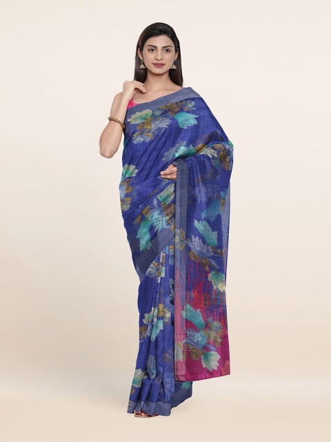 

Pothys Blue & Pink Floral Saree