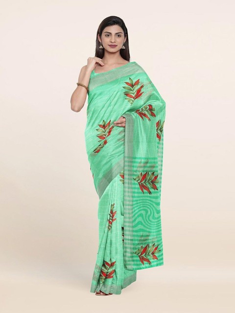 

Pothys Green & Red Floral Printed Saree