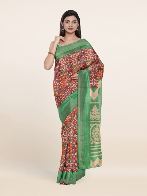 

Pothys Maroon & Green Ethnic Motifs Zari Saree