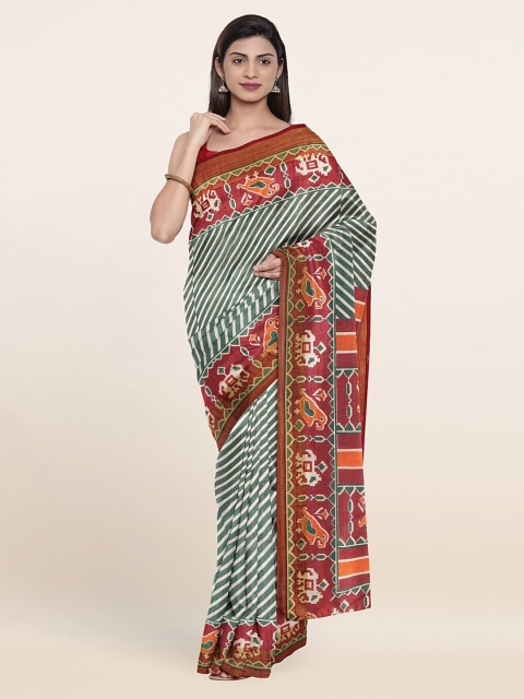 

Pothys Green & Red Leheriya Printed Saree
