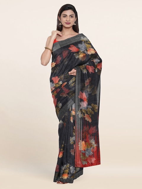 

Pothys Black & White Floral Zari Saree