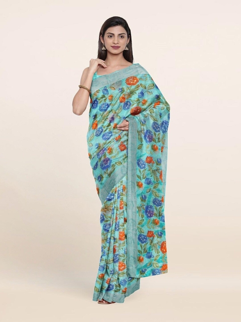 

Pothys Blue & Red Floral Saree