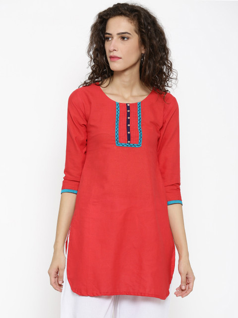 

Soch Women Red Solid Straight Kurta