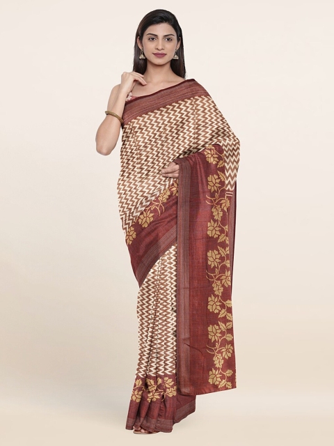 

Pothys Brown & White Geometric Printed Cotton Blend Saree