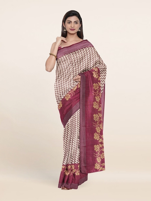 

Pothys Brown & White Floral Printed Cotton Blend Saree