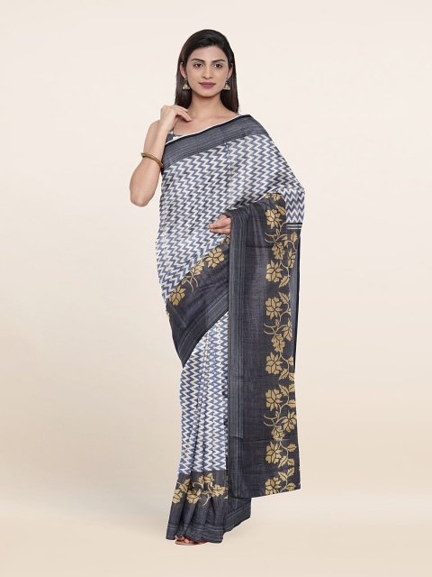 

Pothys Blue & White Saree