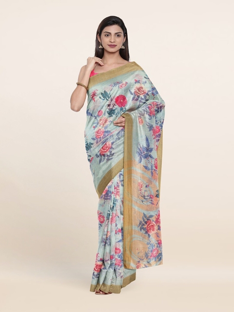 

Pothys Grey & Pink Floral Printed Saree