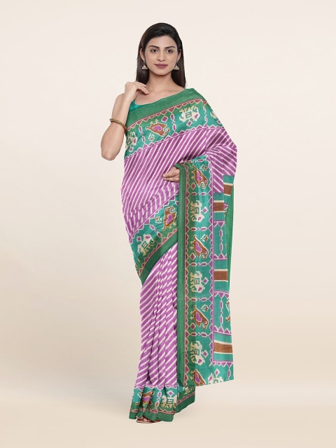 

Pothys Lavender & Green Leheriya Printed Saree