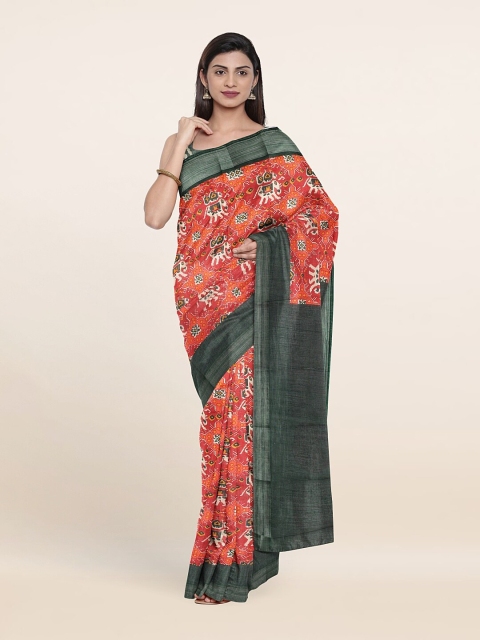 

Pothys Red & White Ethnic Motifs Printed Zari Saree